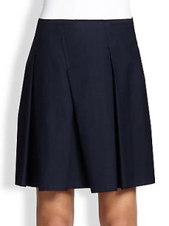 Jil Sander Navy Asymmetrical Pleat Skirt   Dark Blue