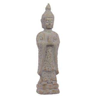Antique White Cement 32 inch Standing Buddha Statue