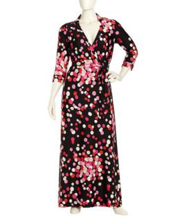 Dot Print Maxi Wrap Dress, Pink Red Sprouse, Womens