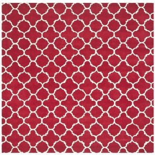 Handmade Moroccan Red 100 Percent Wool Rug (7 Square)