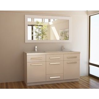 Moscony White 60 inch Double Sink Vanity Set