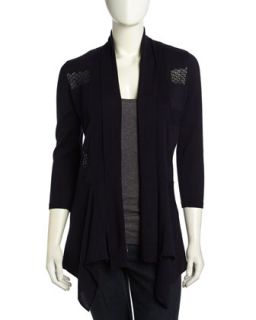 Floral Crochet Draped Front Cardigan, Eclipse