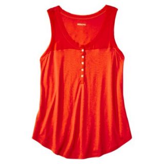 Merona Womens Knit to Woven Tank   Orange Zing   L