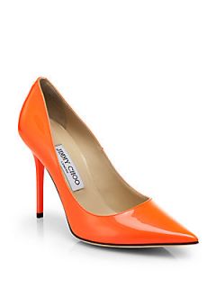 Jimmy Choo Abel Patent Leather Pumps   Neon Flame