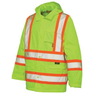 Work King Class 2 High Visibility Rain Jacket   Green, 3XL, Model# S37211