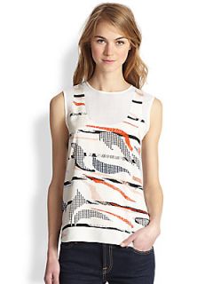 Tibi Gran Desierto Printed Tank Top   Cayenne