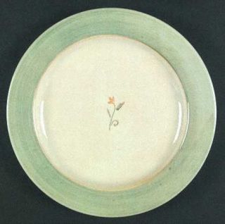 Laura Ashley Cranborne Dinner Plate, Fine China Dinnerware   Green Band,Yellow V
