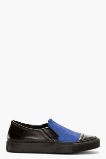 Silent By Damir Doma Blue Canvas And Leather Slip_on Shoes