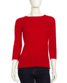 Cashmere Bateau Neck Sweater, Cardinal