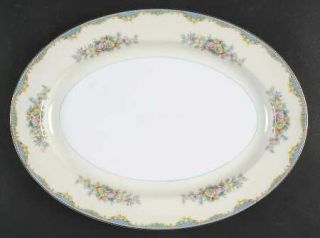 Noritake Ivanhoe 13 Oval Serving Platter, Fine China Dinnerware   Blue Border,F