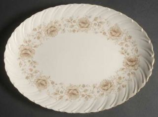 Lenox China Coquette 13 Oval Serving Platter, Fine China Dinnerware   Brown Ros
