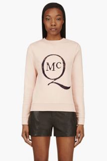 Mcq Alexander Mcqueen Dusty Rose Inset Lace Logo Sweater