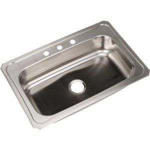 Elkay CRS33223 Celebrity Top Mount Single Bowl Kitchen Sink, Stainless Steel 33