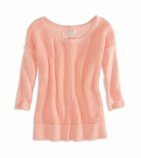 Sunkissed Coral AE Open Knit Sweater, Womens S
