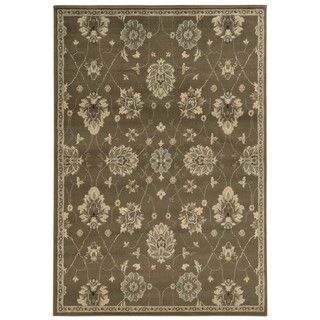 Casual Floral Brown/ Beige Area Rug (53 X 73)