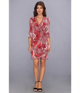 BCBGMAXAZRIA Adele Printed Wrap Dress WDH6W057 Womens Dress (Red)