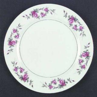 Kyoto Rose Garland Dinner Plate, Fine China Dinnerware   Pink Roses,Gray Leaves,