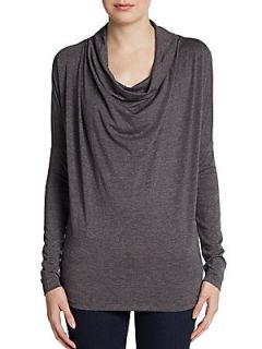 Long Sleeve Cowlneck Top   Charcoal