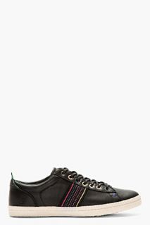 Paul Smith Jeans Black Leather Signature Stripe Sneakers
