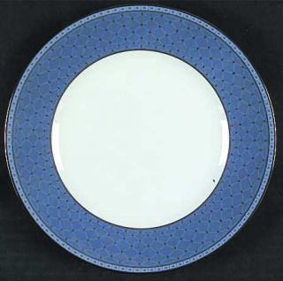 Noritake Addison Salad Plate, Fine China Dinnerware   Blue Band,Dots&Flowers,Mul