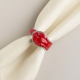 Red Enamel Napkin Rings, Set of 4   World Market