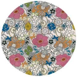 Hand tufted Contemporary Multi Colored Floral Chanute New Zealand Wool Rug (59 Round)