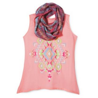 Juniors Plus Sized Graphic Tank with Scarf   Electric Passion 1X