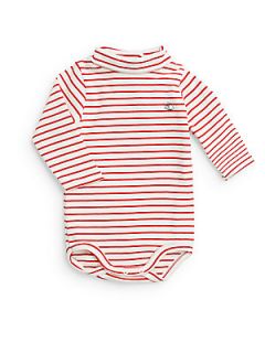 Infants Striped Turtleneck Jumpsuit   Red White