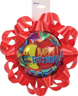 Red Happy Birthday Balloon Bow