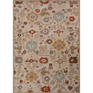 Hand tufted Transitional Floral Pattern Brown Rug (5 X 8)