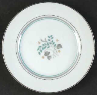 Kyoto Elizabeth Bread & Butter Plate, Fine China Dinnerware   Gray & Green Leave