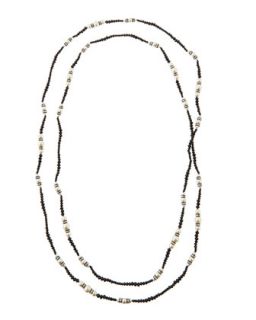 Double Strand Pearly Beaded Necklace, Jet
