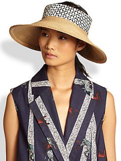 Suno Printed Band Straw Visor   Beige