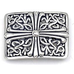 Pewter Silver Cross Design Rectangular Buckle (PewterClosure PinApproximate width 3.23 inchesApproximate length 2.43 inchesMeasurement was taken from a size 1.60 inchesModel Cross)