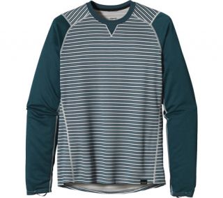 Mens Patagonia Capilene® 3 MW Crew   Hardy Stripe/Tidal Teal Long Sleeve Sh