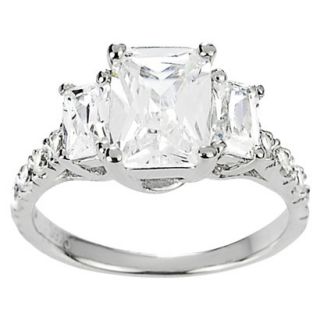 Tressa Collection Sterling Three Stone Cubic Zirconia Bridal Ring   Silver 6