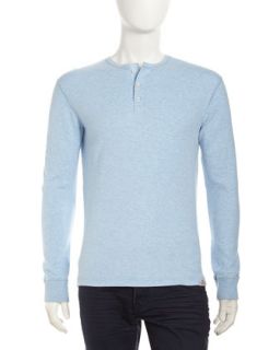 Jersey Knit Henley, Pacific Blue Marl