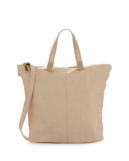 Corner Weathered Faux Leather Tote Bag, Nude