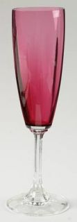 Pilgrim Glass Cranberry Fluted Champagne   Cranberry Bowl,Clear Stem,Optic