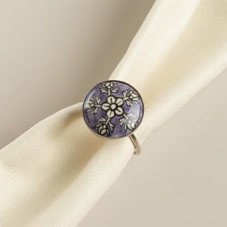 Blue Flower Ceramic Napkin Rings, Set of 4   World Market