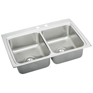 Elkay Lr33222 Gourmet Lustertone Stainless Steel Double bowl Top mount Sink