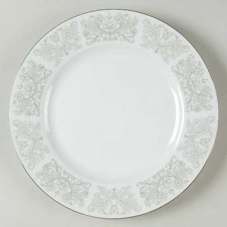 Dynasty China Dyn9 Dinner Plate, Fine China Dinnerware   Gray Flowers & Scrolls
