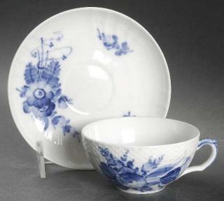 Royal Copenhagen Blue Flowers Flat Cup & Saucer Set, Fine China Dinnerware   Cur