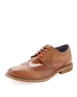 Perforated Lace Up Shoe, Tan