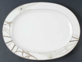 Noritake Campania 14 Oval Serving Platter, Fine China Dinnerware   Metallic Lin