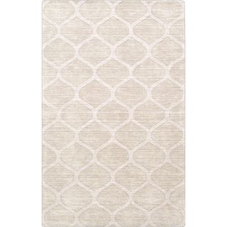 Hand crafted Solid White Lattice Windsor Wool Rug (33 X 53)