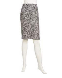 Chantilly Lace High Waist Slim Skirt, Black/Multi