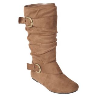 Glaze by Adi Womens Buckle Accent Faux Suede Boot Chestnut  10