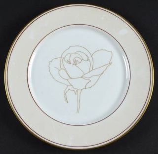 Block China Gold Rose Salad Plate, Fine China Dinnerware   Gold Outlined Rose  B
