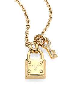 Michael Kors Padlock & Key Pendant Necklace   Gold